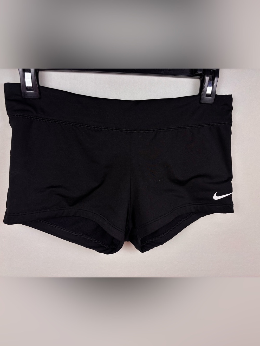 Nike Women’s Black Athletic Stretch Shorties with White Swoosh